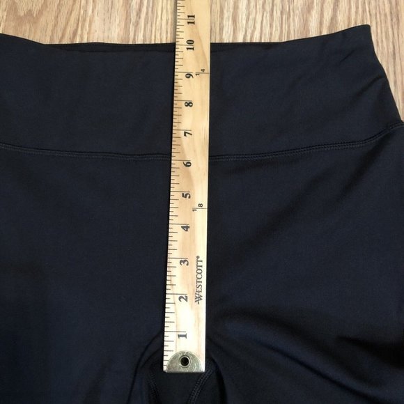 Bebe Sports Black biker shorts Logo Back Pink orange Stripes Size Medium M - Picture 6 of 7